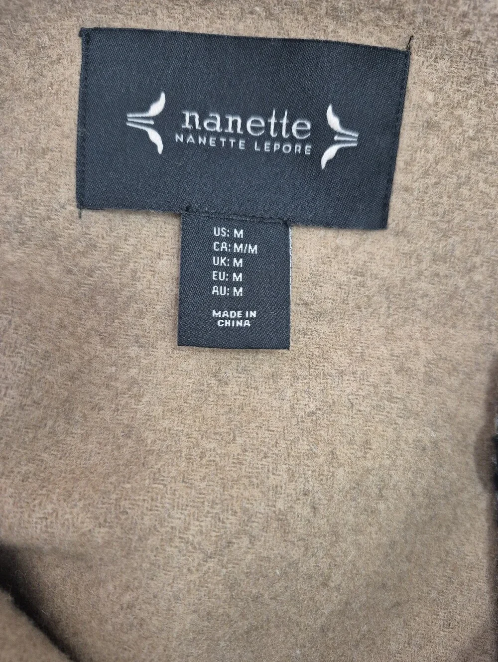 Nanette Lepore Black & White Houndstooth Plaid Wool Blend Collarless Coat